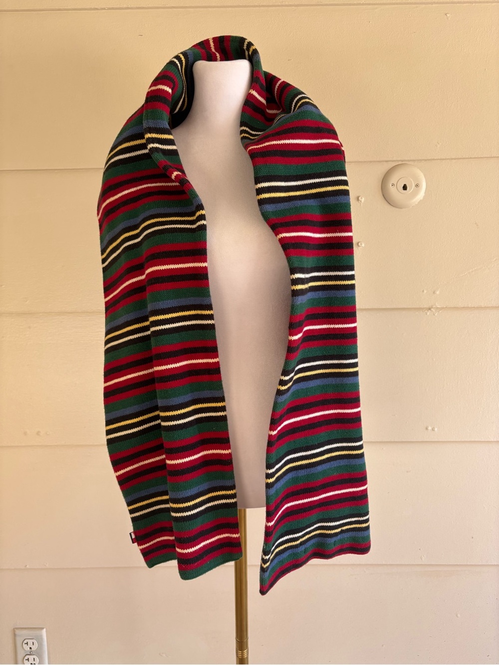 Tommy Hilfiger Multicolor Striped Knit Scarf in Red, Green, Black, Blue, Yellow